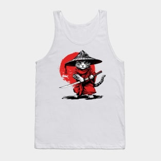 Retro Ninja Samurai Cat Katana Cat Sword Ukiyo-e Ronin Kitty Tank Top